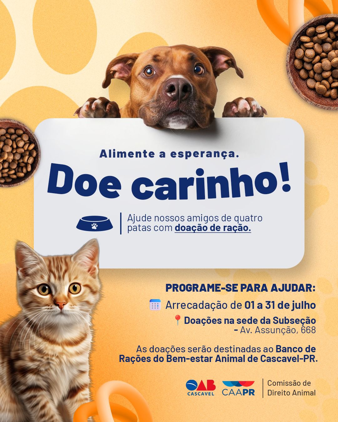 Advocacia abraça a causa animal com campanha inédita de arrecadação de ração
